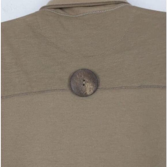 Keren Hart Tan Patchwork Cotton Knit Stretch Neutral Fall Jacket Button Down S - Picture 6 of 10